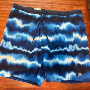 Men XXL New Tags ZeroXposur Swim Trunks Liner UPF 50 Blue White Stretch